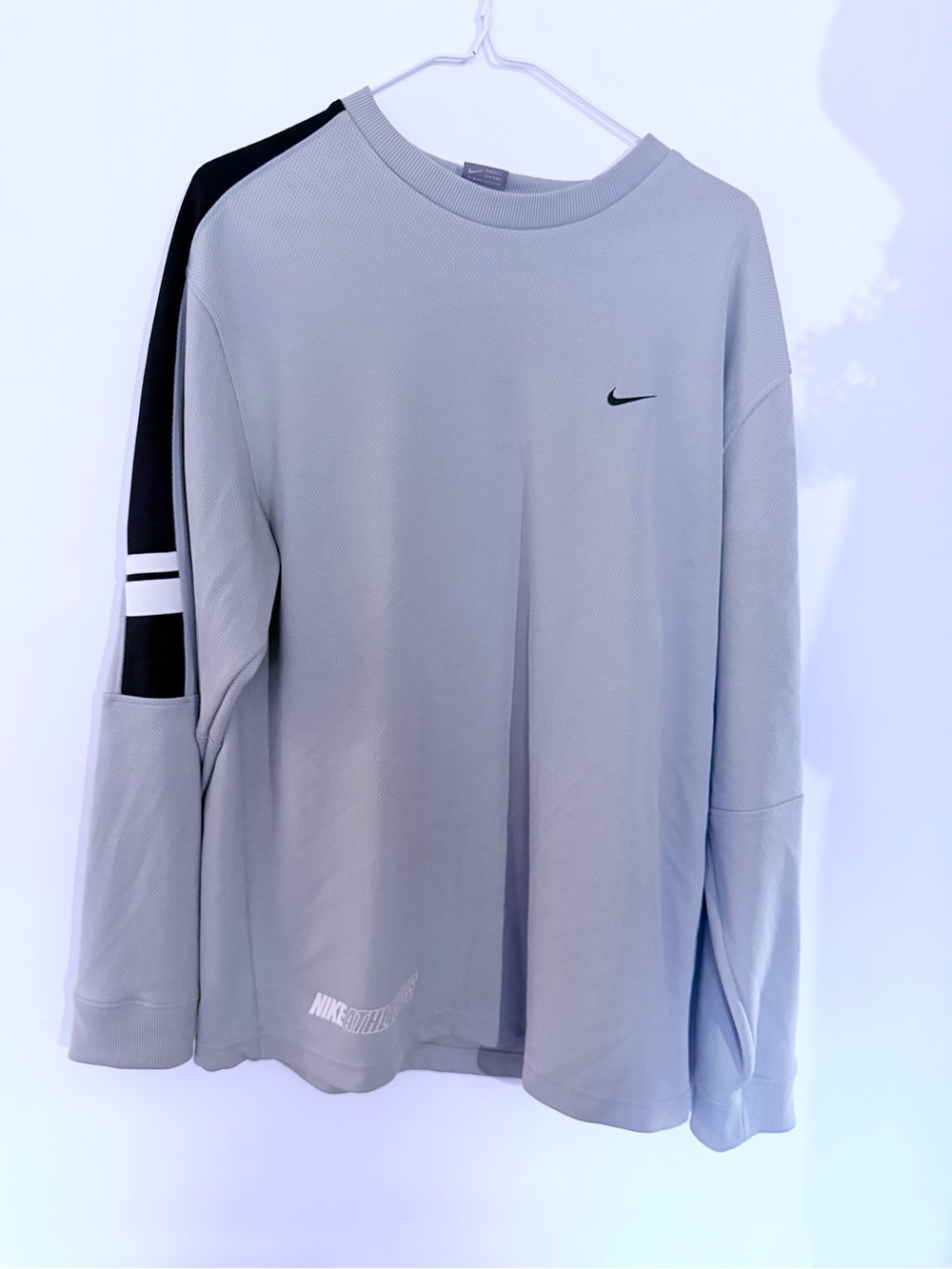 Nike Men’s Gray Long Sleeve Crew with Black Shoulder Panel